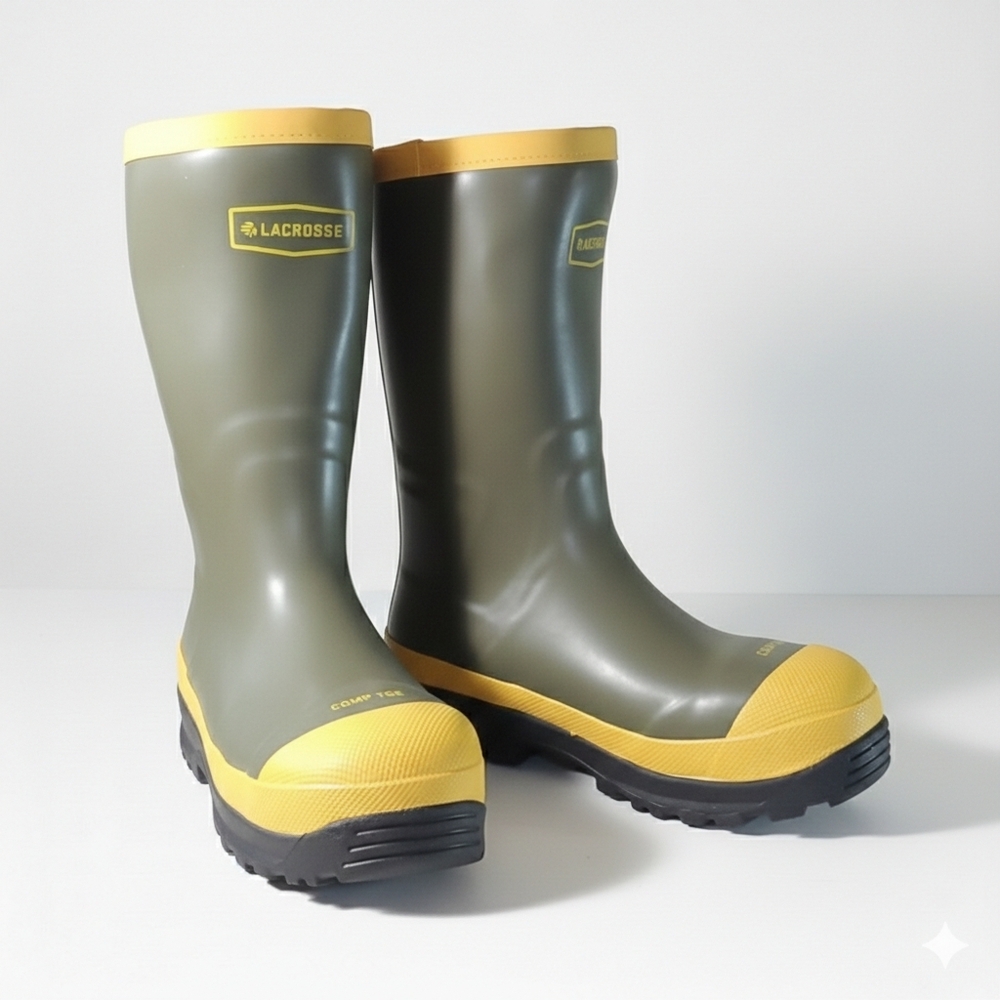 Lacrosse M7-W8.5 Sprog 12" Steel Toe Waterproof Rubber Green ASTM Safe Workboots